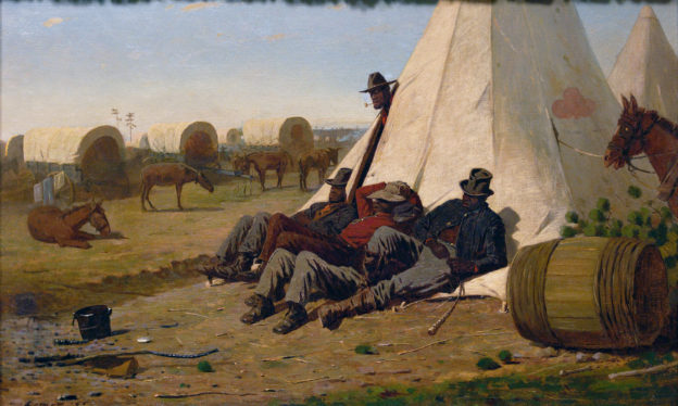 “Army Teamsters,” oil on canvas by Winslow Homer, 1866.