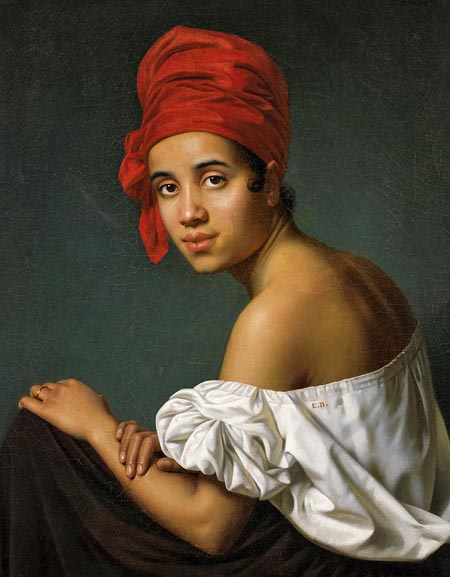 Creole in a Red Headdress, 1840, oil on canvas by Jacques Amans