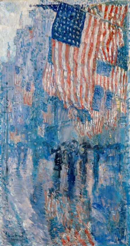 The Avenue in the Rain, oil on canvas by Childe Hassam